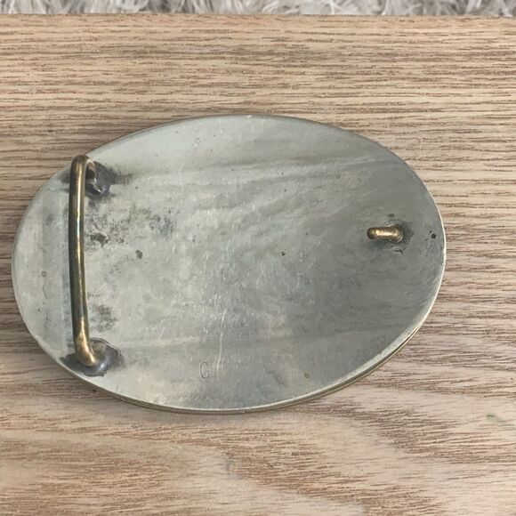 Vintage German Silver Cowboy Roping Calf Oval Belt Buckle - Picture 3 of 17